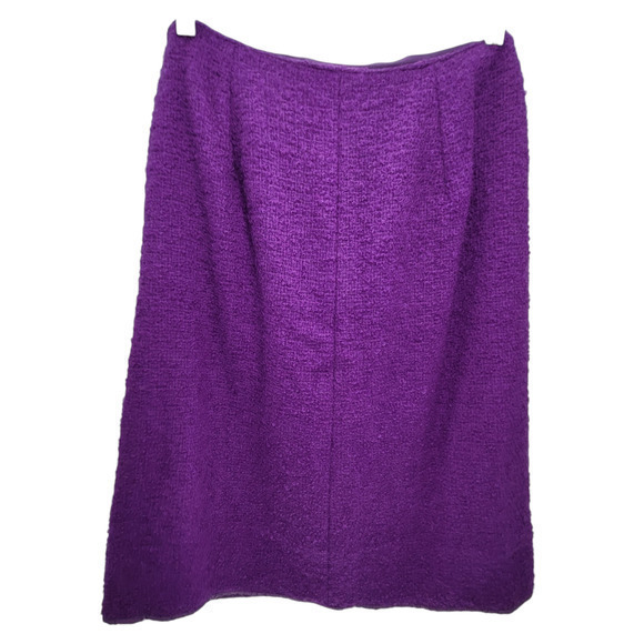 Vintage 70s Clelia Purple Boucle Wood Button Jacket Midi Straight Skirt Set Suit - Picture 8 of 17